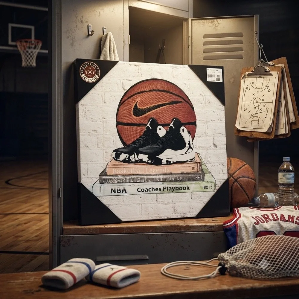 NotoriArt Basketball Jordan Sneaker Canvas Wall Art 15x15 Sports Decor